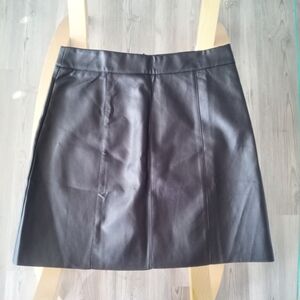Classic Black A-Line Leather Skirt